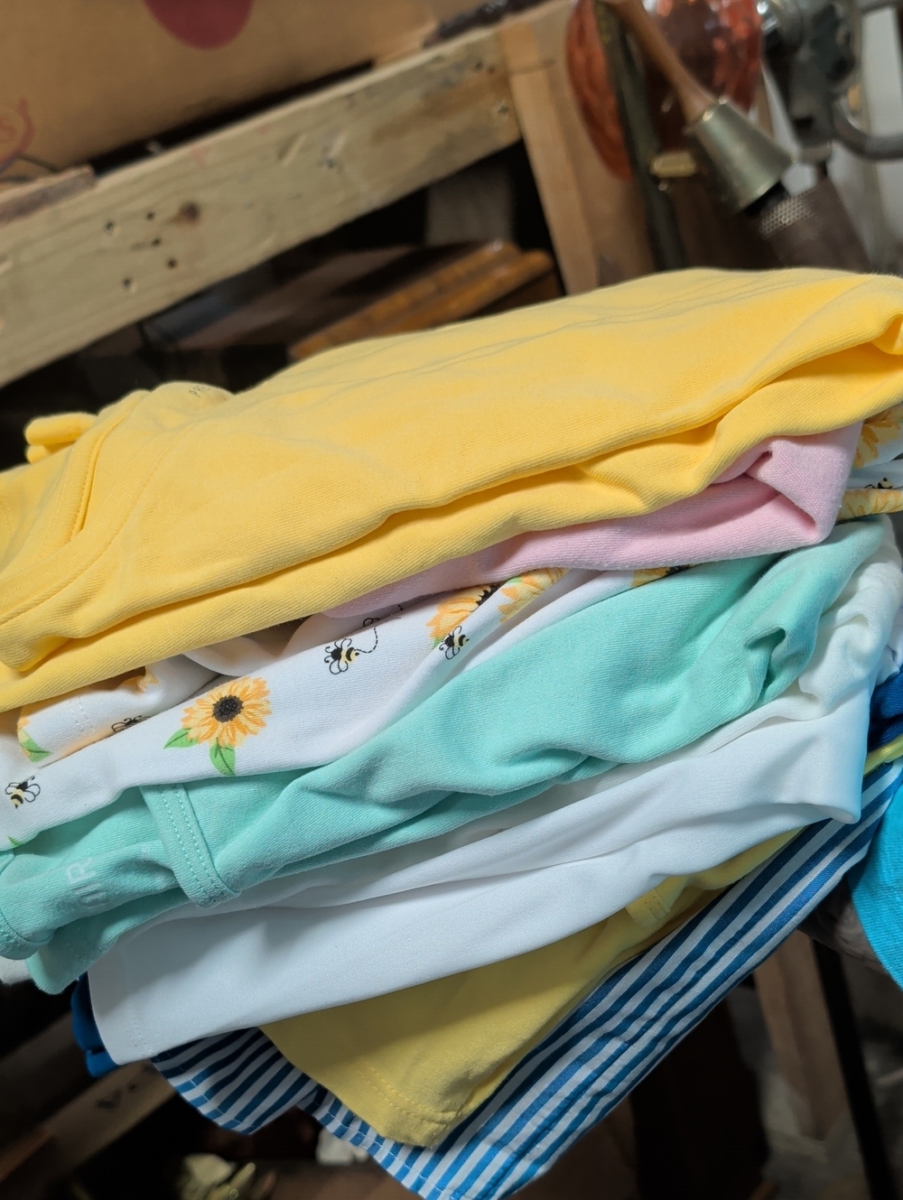 Bundle of 10 Sunflower & Pastel Short-Sleeve Tops - Yellow, Blue, Pink, White